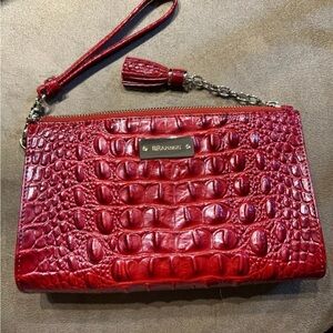 Pristine like new Brahmin Red Crocodile Embossed Leather Wristlet
